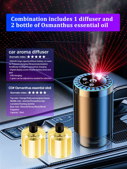 Rechargeable car aroma diffuser, aromatic essential oil, colorful lights, romantic starry sky lights, bedroom gift