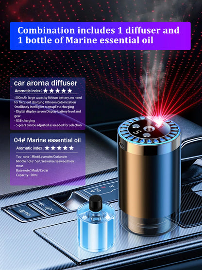Rechargeable car aroma diffuser, aromatic essential oil, colorful lights, romantic starry sky lights, bedroom gift