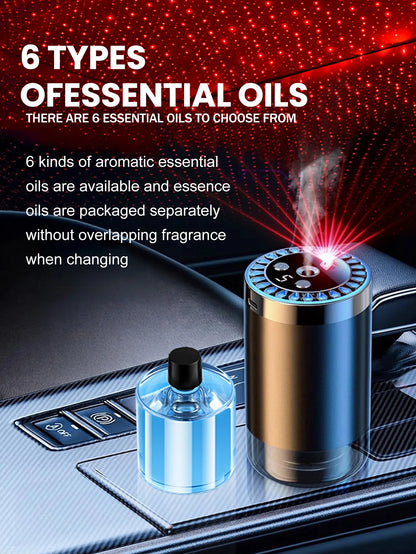 Rechargeable car aroma diffuser, aromatic essential oil, colorful lights, romantic starry sky lights, bedroom gift