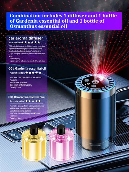 Rechargeable car aroma diffuser, aromatic essential oil, colorful lights, romantic starry sky lights, bedroom gift