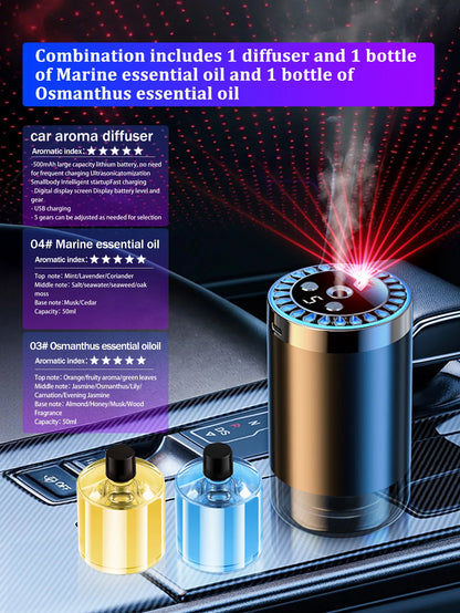 Rechargeable car aroma diffuser, aromatic essential oil, colorful lights, romantic starry sky lights, bedroom gift