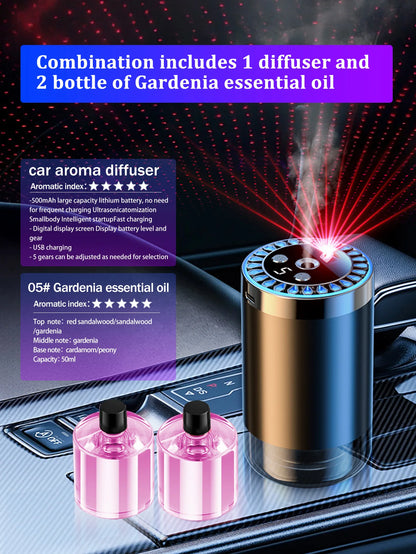 Rechargeable car aroma diffuser, aromatic essential oil, colorful lights, romantic starry sky lights, bedroom gift