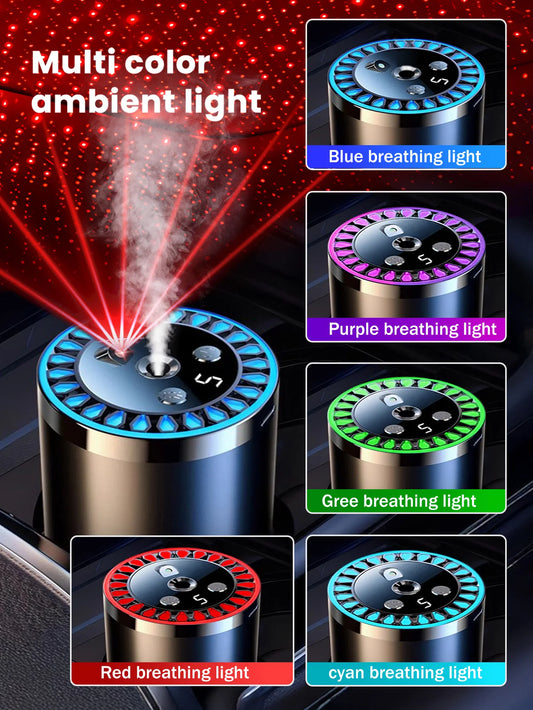 Rechargeable car aroma diffuser, aromatic essential oil, colorful lights, romantic starry sky lights, bedroom gift