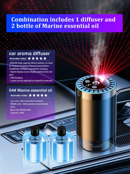 Rechargeable car aroma diffuser, aromatic essential oil, colorful lights, romantic starry sky lights, bedroom gift