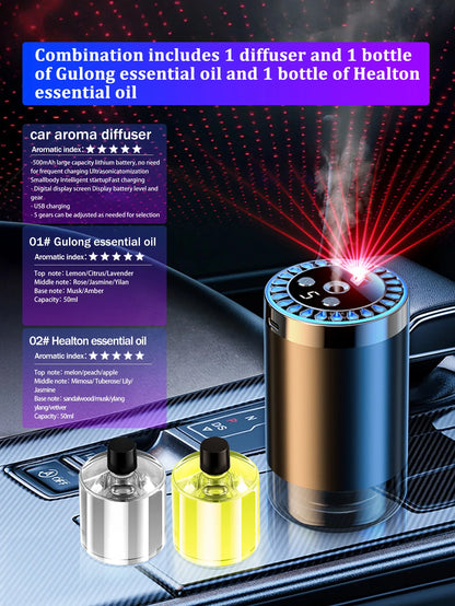 Rechargeable car aroma diffuser, aromatic essential oil, colorful lights, romantic starry sky lights, bedroom gift