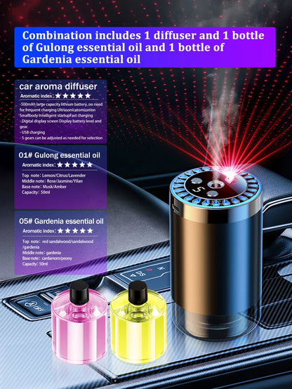 Rechargeable car aroma diffuser, aromatic essential oil, colorful lights, romantic starry sky lights, bedroom gift