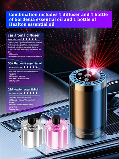 Rechargeable car aroma diffuser, aromatic essential oil, colorful lights, romantic starry sky lights, bedroom gift