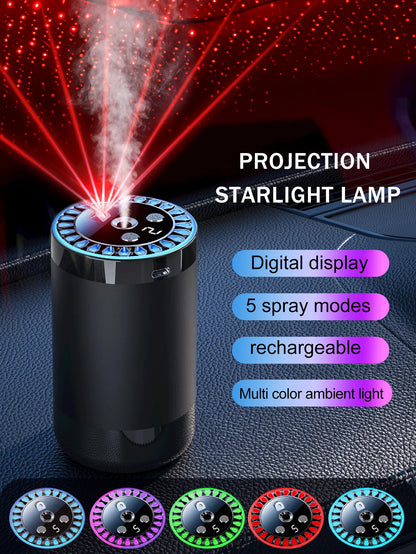 Rechargeable car aroma diffuser, aromatic essential oil, colorful lights, romantic starry sky lights, bedroom gift