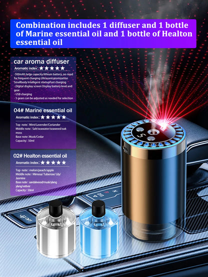 Rechargeable car aroma diffuser, aromatic essential oil, colorful lights, romantic starry sky lights, bedroom gift